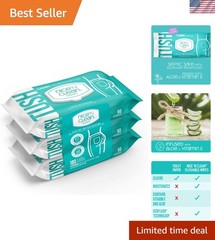 Flushable Wipes for Adults – 3 x 60 Count, Moisturizing Aloe & Vitamin E Formula