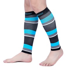 Doc Miller Calf Compression Sleeve 1Pair 20-30mmHg Varicose Vein BLK/BLU/GRY/WHT