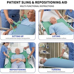 Positioning Bed Pad with 8 Reinforced Handles-34 x 52″-Reusable and Washable