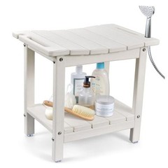 Shower Chair for Inside Shower, 18.5 Inch HDPE Waterproof Shower Stool, White