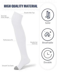 High Football Socks Multiple Sizes over the Knee Baseball Medium Gray and White