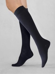 Women’s Soft Combed Cotton Knee High Long Calf Dress Small-Medium Navy Blue
