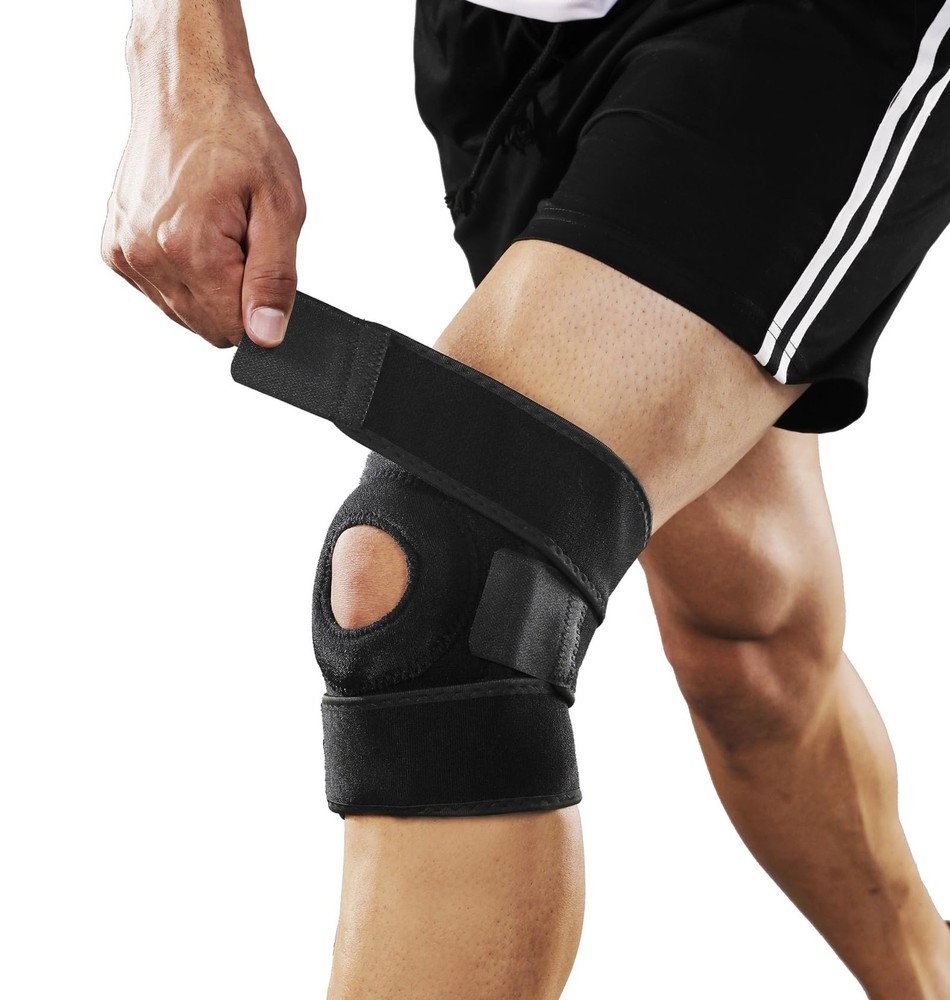 Black Knee Brace Compression Sleeve Patellar Tendon Support Meniscus Tear Pain