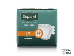 Depend Briefs with Adhesive Tabs Maximum Absorbency S/M Unisex 20 Ct Case of 3