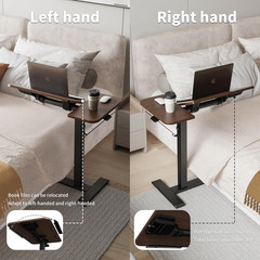 Adjustable Overbed Table with Tilting Top & Locking Wheels – Walnut Finish