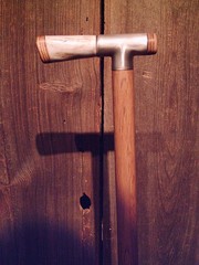 walking stick DEER ANTLER „T“ handle TAPERED HICKORY wood shaft HANDCRAFTED USA