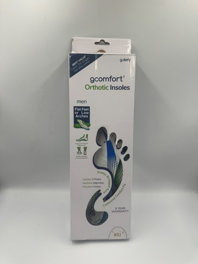 G-Defy Gcomfort Orthotic Insoles Men’s Flat Feet Low Arch Heel Comfort Support