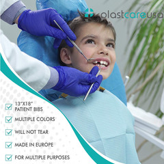 PlastCare USA Disposable Dental Bibs 13″x18″ (125 Pack) – 3 Ply Waterproof Tatto