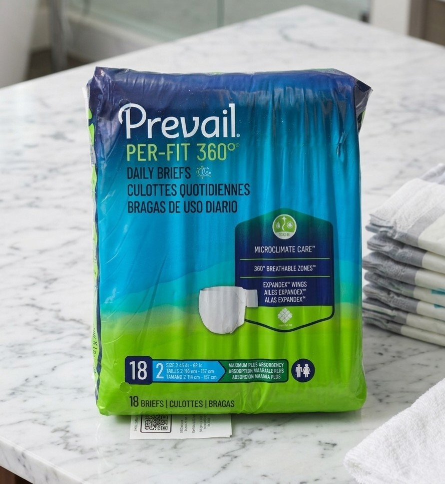 Prevail Per-Fit 360 Daily Incontinence Briefs, Size 2, Max Plus, 18 Ct