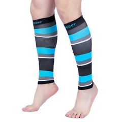 Doc Miller Calf Compression Sleeve 1Pair 20-30mmHg Varicose Vein BLK/BLU/GRY/WHT