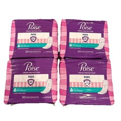 4x Poise Fresh Protection #3 Light Regular Absorbency Pads – 30 Ct Ea Pack New