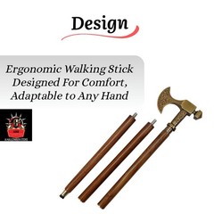 Viking Walking Cane Handmade Vintage Walking Cane Wooden Walking Stick Brass …