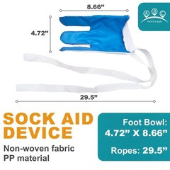 Blue Sock Aid Device, 29.5 Inch Straps, Non-Woven Fabric, For Seniors