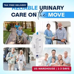 Leg Bag Urinary Drainage Bag 3-Pack, 1000ml – Includes 3×18″ Tubing, Anti-Reflux