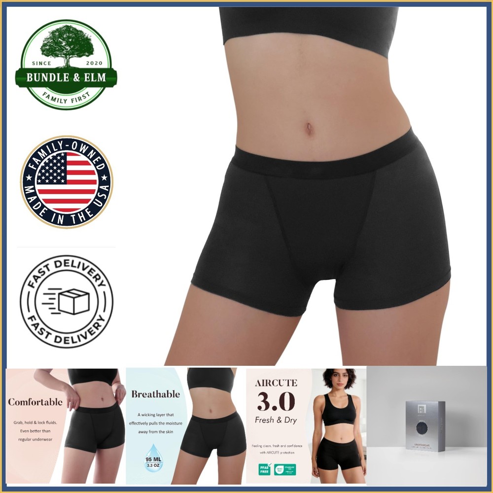 Super Absorbent Women’s Boy Shorts, Breathable Leakproof Underwear, 3 Pack