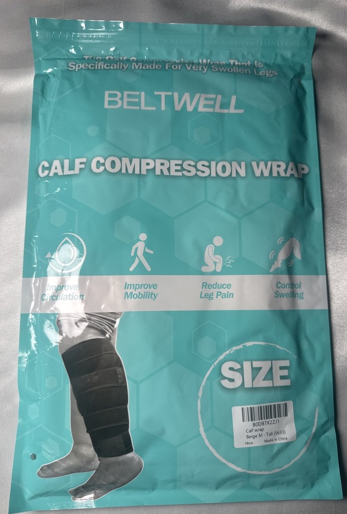 Beltwell Adjustable Calf Compression Wrap Lymphedema Circulation M – Tall Beige