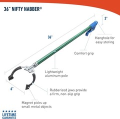 36-Inch Reacher Grabber Tool with Ergonomic Grip and Built-In Magnet, 2-Pack