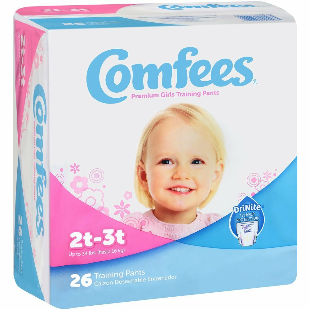 Comfees Girls Toddler Training Pants, 2T to 3T, Moderate Absorbency, Pack of 26
