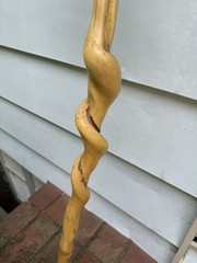 Handcrafted Wood Walking Stick Cane, Twisted Spiral Design, Tan, Adult/Senior