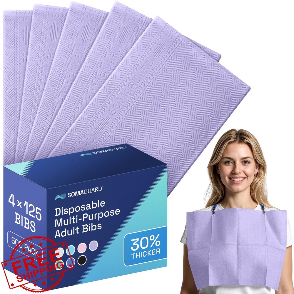 SomaGuard Lavender Dental Bibs 500 Pack