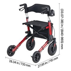 Uimoso Compact 3-Fold Rollator Walker for Seniors, Supports Up to 300 lbs