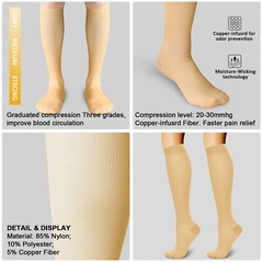 (3 Pairs) Diabetic Compression Socks 15-20mmHg Graduated Mens Womens S-XL