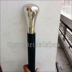 Brass Nickel Knob Handle Wooden Black Walking Stick Cane New
