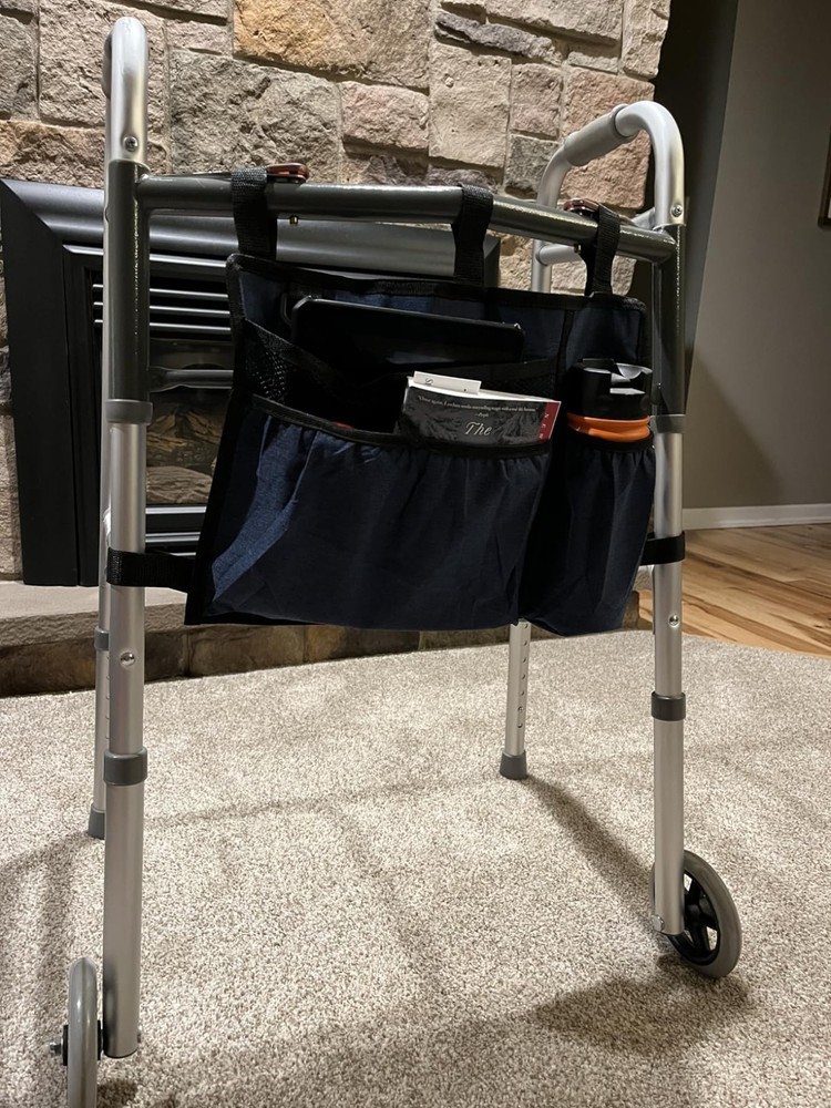 Foldable Walker Bag Basket with Holder Big Capacity Water Resistant Dark Blue US