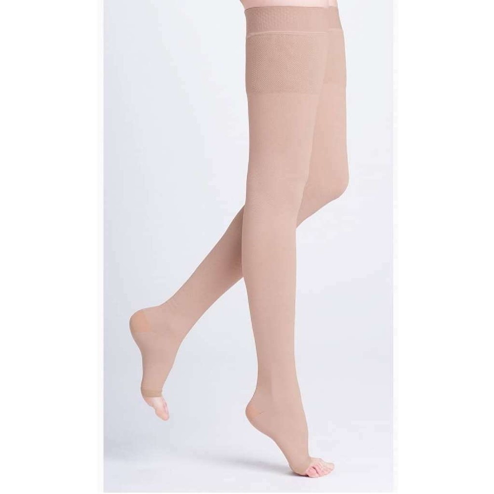 SIGVARIS Natural Rubber Open Toe Thigh High Grip Top 30-40 Beige Size S3