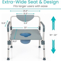 Bariatric Bedside 4-in-1 Commode 550 lb Capacity Bariatric Shower Chair &