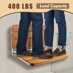 Teak Folding Shower Seat Wall Mounted, Foldable Shower Bench, 400lbs Max Load…