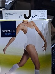 Sigvaris Casual Cotton BLACK Socks Knee High 15-20mmHG Size C, Shoe Size 10-12