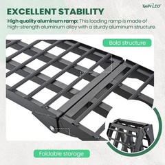10ft Motorcycle Ramp 1500LBS Capacity, 120″x17.7″ Black Truck Ramps, W:17.7″
