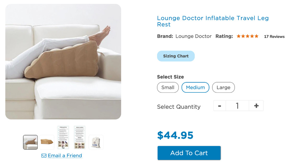 Lounge Doctor Inflatable Travel Leg Rest Used Great Condition