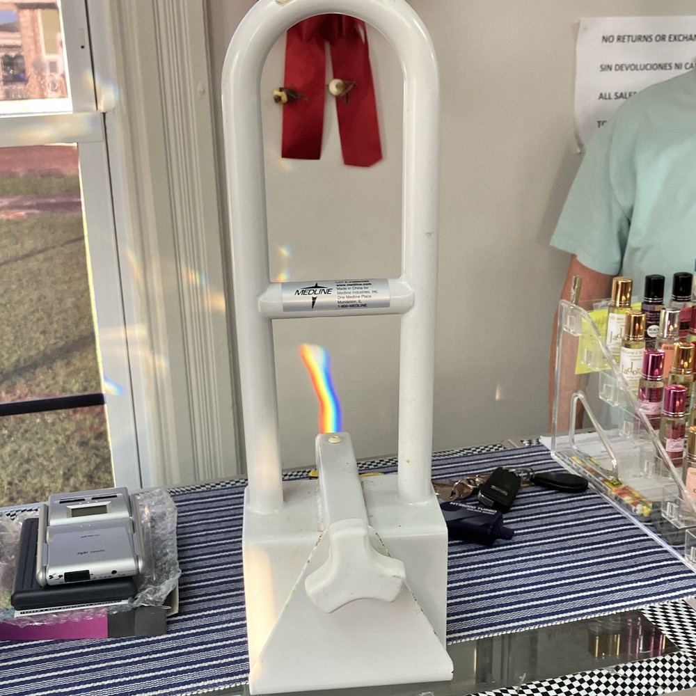 Medline Portable Bed Assist Handle Rail Steel White 250 lb U-Shape MDS6800BA