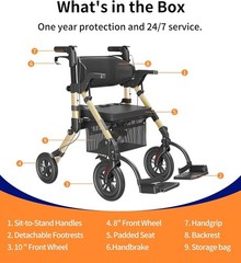 Z51 Rollator Walkers with Seat Champagne