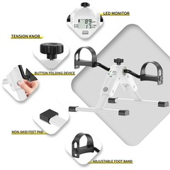 MOMODA Under Desk Bike Pedal Exerciser with LCD Display Portable Mini White