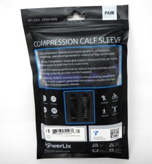 Powerlix Compression Calf Sleeve Pair Unisex Blue & Black Size L/XL