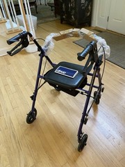 Drive 4-Wheel Rollator Walker, Padded Seat & Removable Backrest, Blue 300 lb