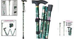 Portable Floral Folding Cane with Adjustable Height & Wrist Strap for Comfort