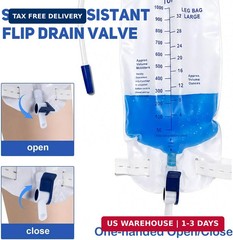 1000ml Urine Leg Bag 6-Pack, Foley Drainage Bags, Leakproof Anti-Reflux Valve, E