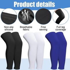 Full Length Leg Compression Sleeves Sports Knee Protection 3 Pairs Set