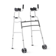 Medline Upright Folding Walker Forearm Rests 5″ Wheels Adjustable 300lb Capacity