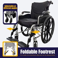 Aluminum Alloy Transport Wheelchair. 20″ Seats. With front and Rear Locking Hand
