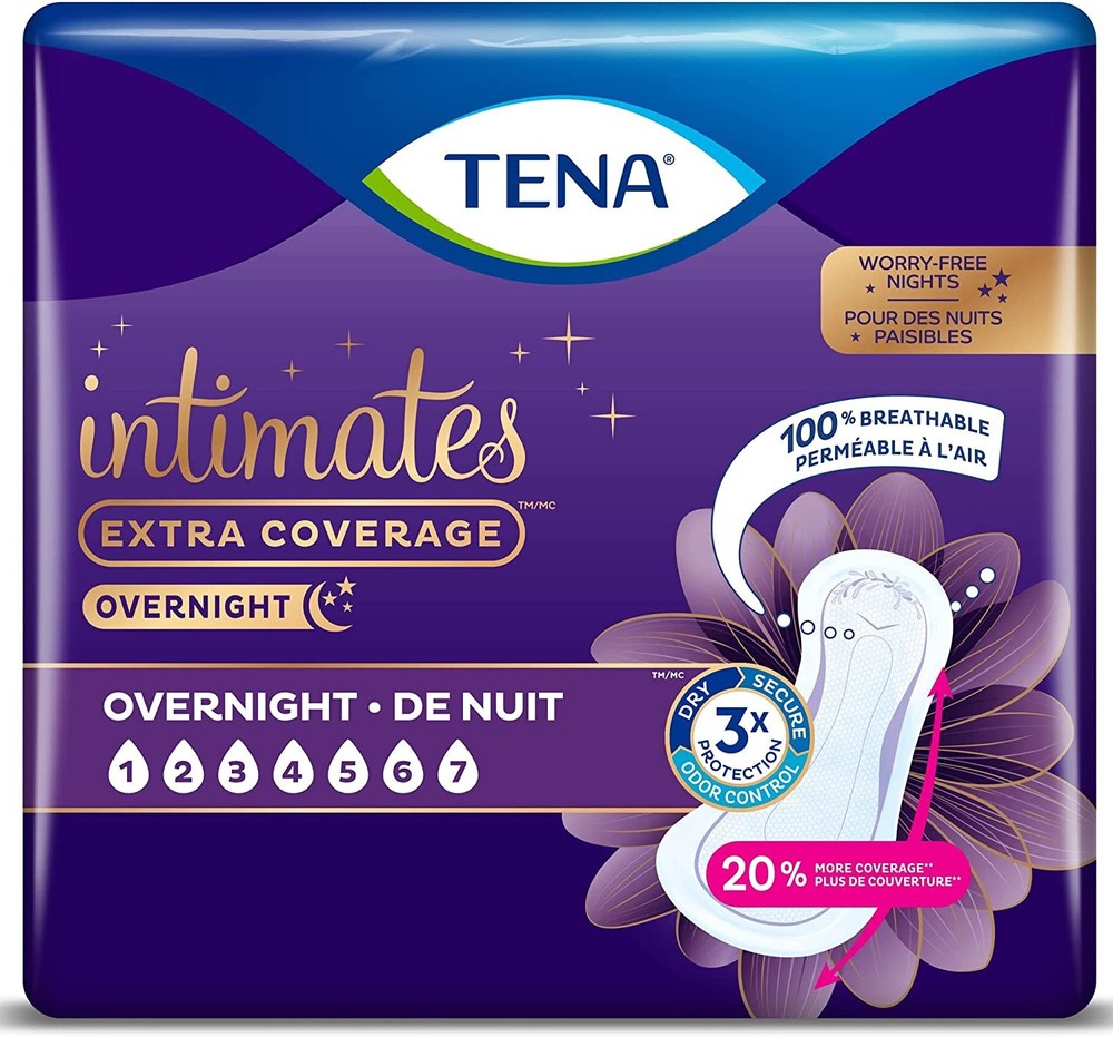 TENA Intimates Overnight Incontinence Pads for Women, 28 Count – Pack of 1