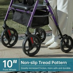 Elenker Rollator Walker Medical Mobility with 10″ Wheel Adjustable Seat Arms