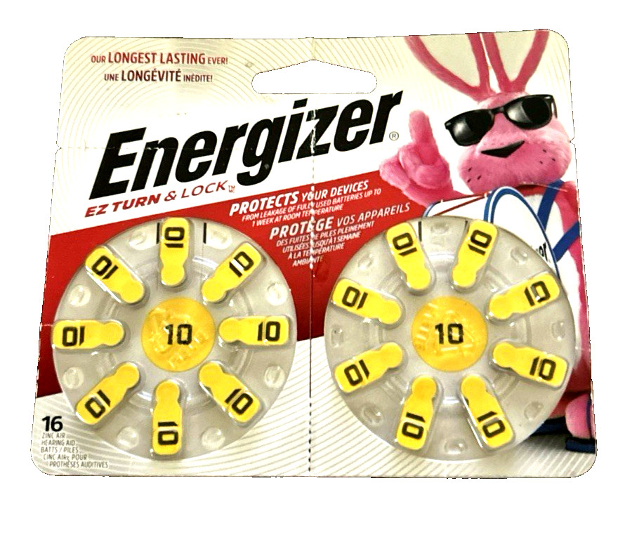 Energizer size 10 AZ10DP-16 Zinc Air Hearing Aid Batteries 16 Exp 09.2024
