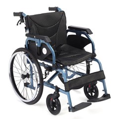 Medwarm Foldable Lightweight Wheelchairs with 22 Inch Rear Wheel, Blue