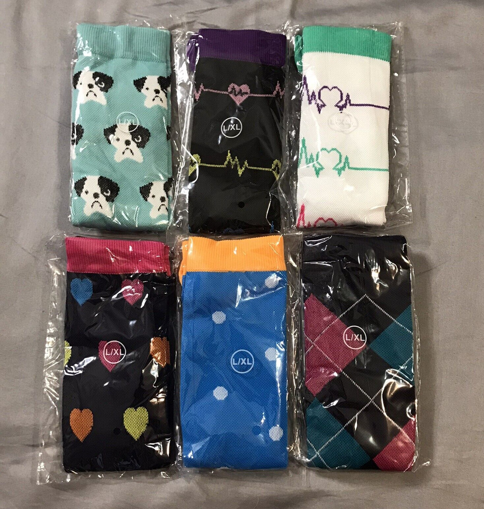 Compression Socks Large Extra Large Multicolor 6 Pack Copper Nursing Athletic