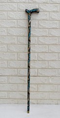 Handcrafted Egyptian Stick, Turquoise & Mother of Pearl Inlay Wood Walking Cane